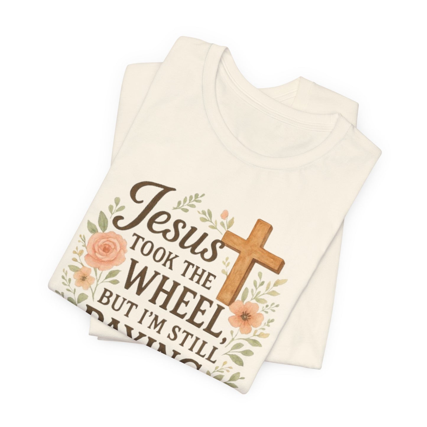 Christian Humor T-Shirt, Jesus Took The Wheel Tee, Funny Faith Shirt, Gift for Believers, Unisex Casual Tee