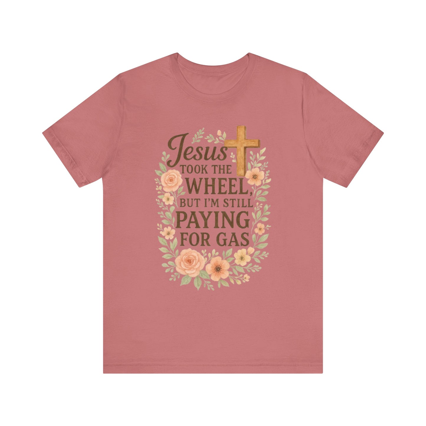 Christian Humor T-Shirt, Jesus Took The Wheel Tee, Funny Faith Shirt, Gift for Believers, Unisex Casual Tee