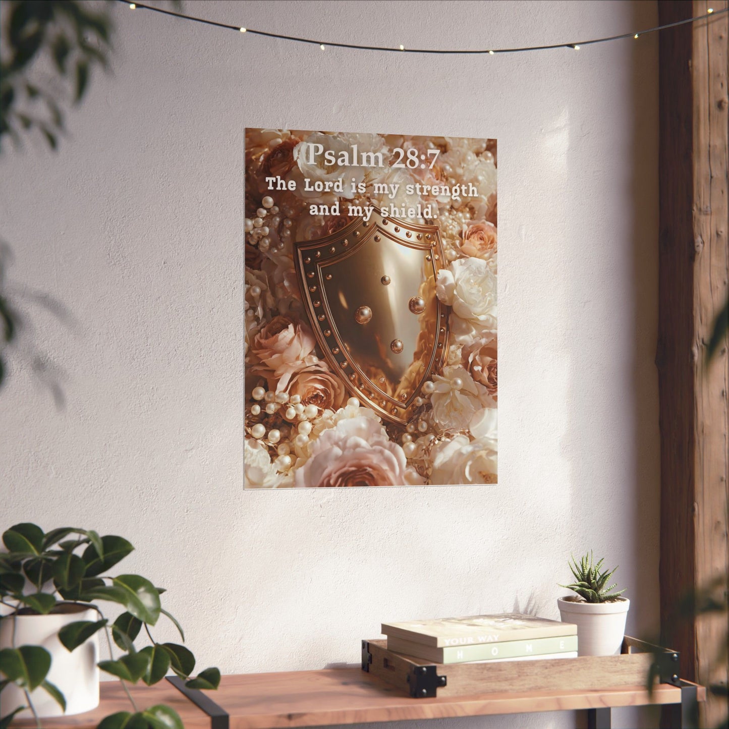 Psalms 28:7 Matte Vertical Bible Poster, Motivational Wall Art, Christian Decor, Home & Office Decoration