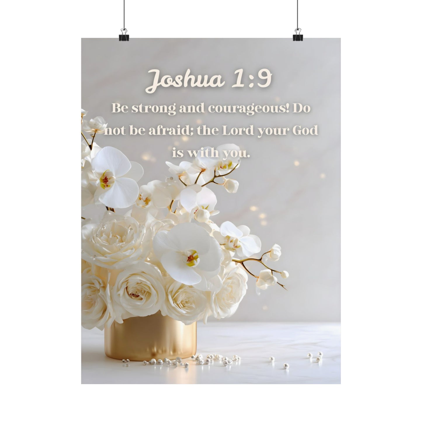 Joshua 1:9 Inspirational Wall Poster, Bible Verse Decor, Motivational Art, Christian Home Decor, Gift for Faith