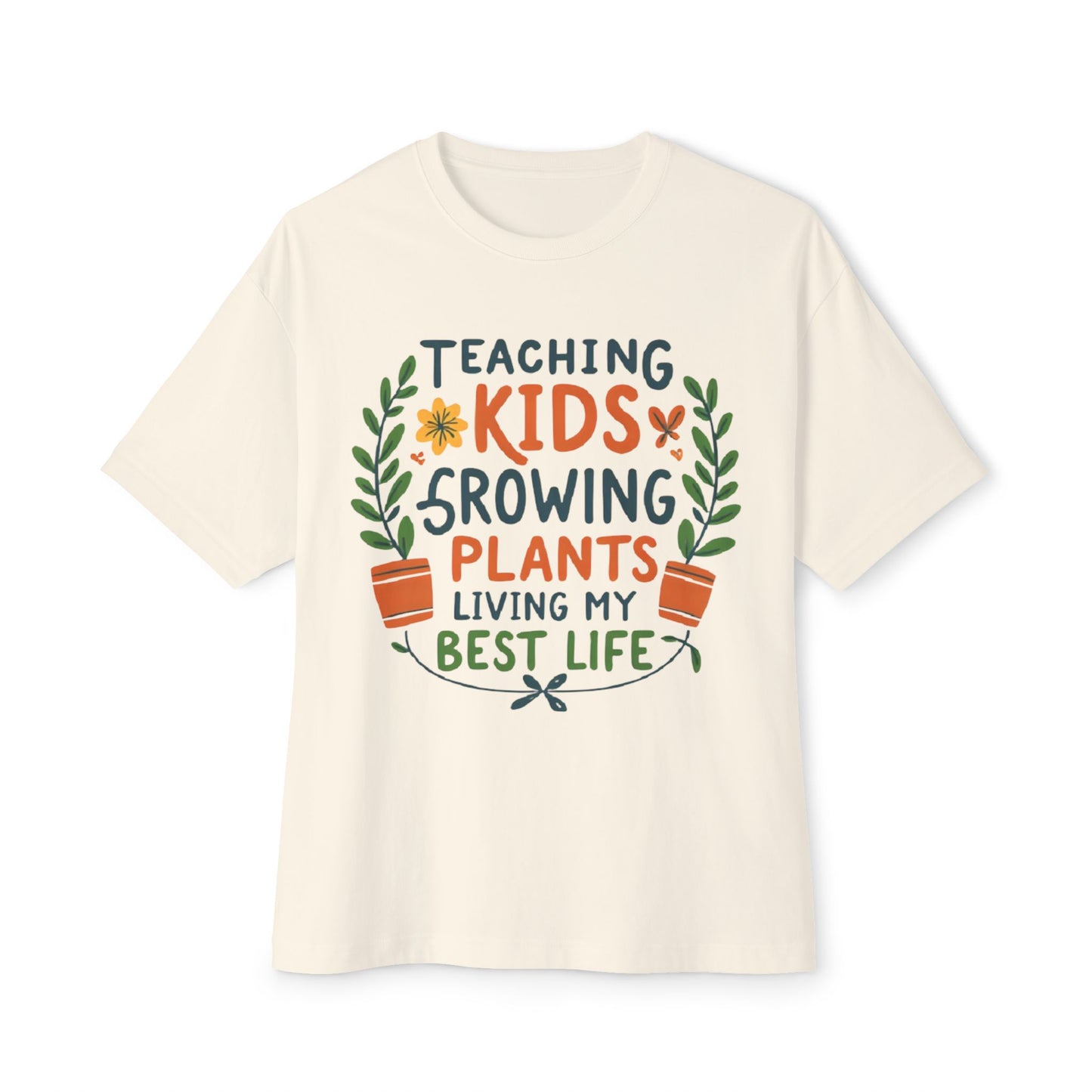 Teacher Plant Lover Oversized Unisex Boxy Tee