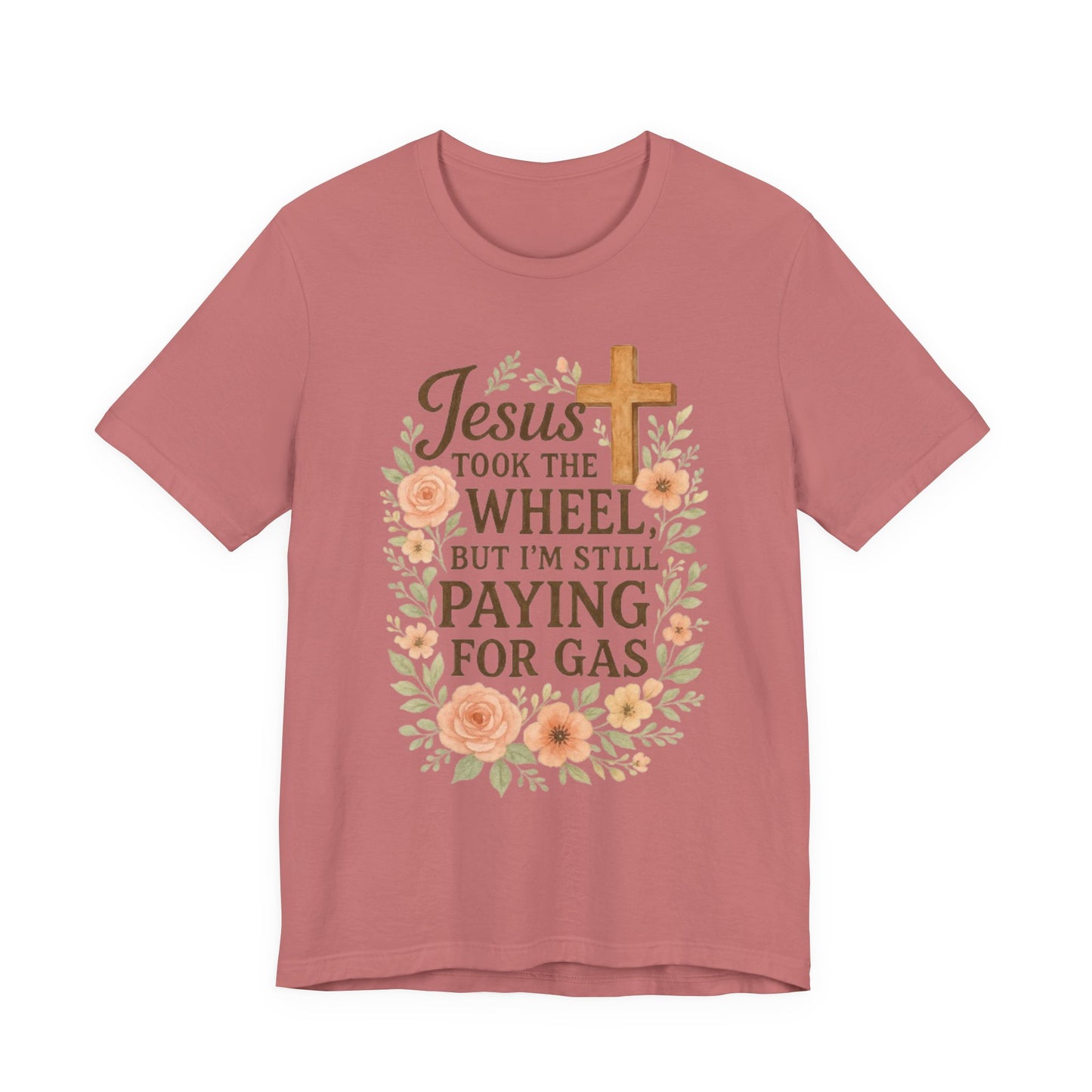 Christian Humor T-Shirt, Jesus Took The Wheel Tee, Funny Faith Shirt, Gift for Believers, Unisex Casual Tee