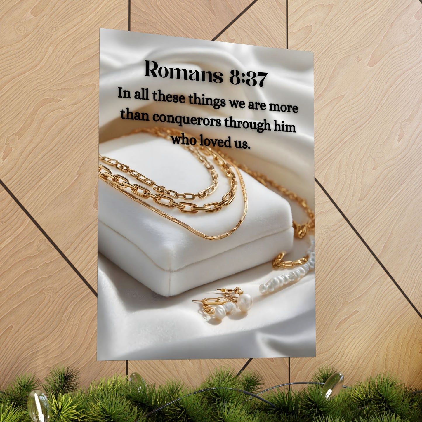 Romans 8:37 Matte Vertical Posters, Motivational Wall Art, Home Decor, Christian Gifts, Uplifting Scripture Decor