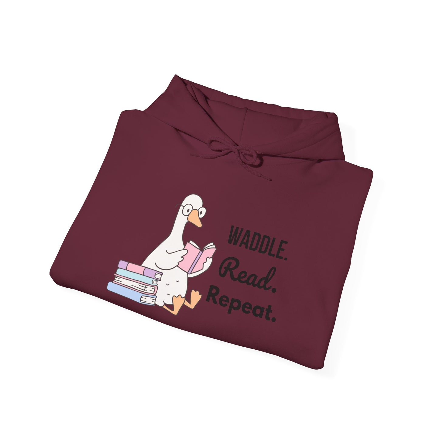 Waddle. Read. Repeat. Hoodie - Cozy Unisex Sweatshirt for Book Lovers, Perfect Gift for Readers, Casual Wear, Literary Apparel, Funny Gift