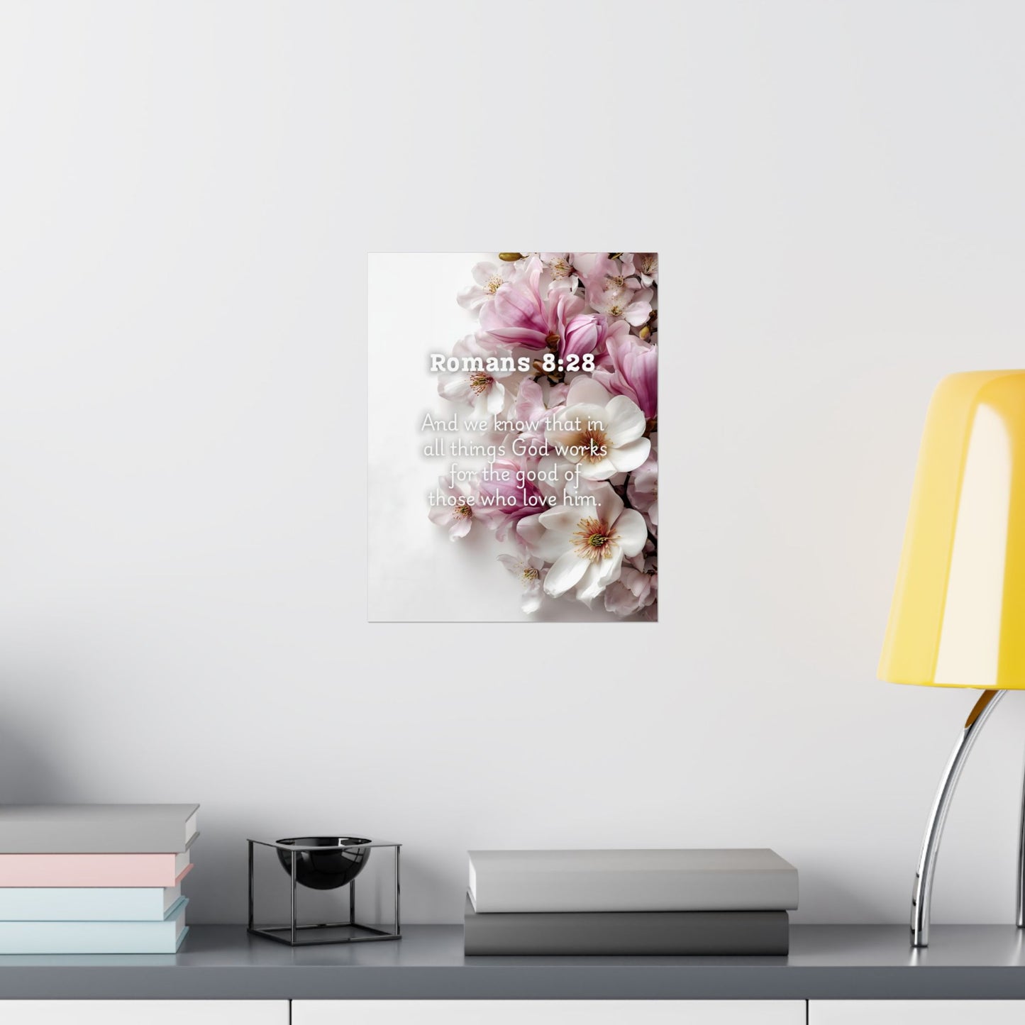 Floral Faith Poster, Romans 8:28 Wall Art, Motivational Home Decor, Gifts for Her, Faith-Based Decor