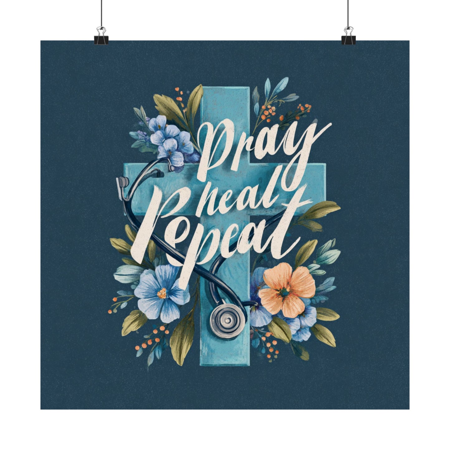 Matte Vertical Poster - "Pray Heal Repeat" Inspirational Art for Healthcare Workers, Nurse Decor, Healing Wall Art, Medical Gifts, [...]