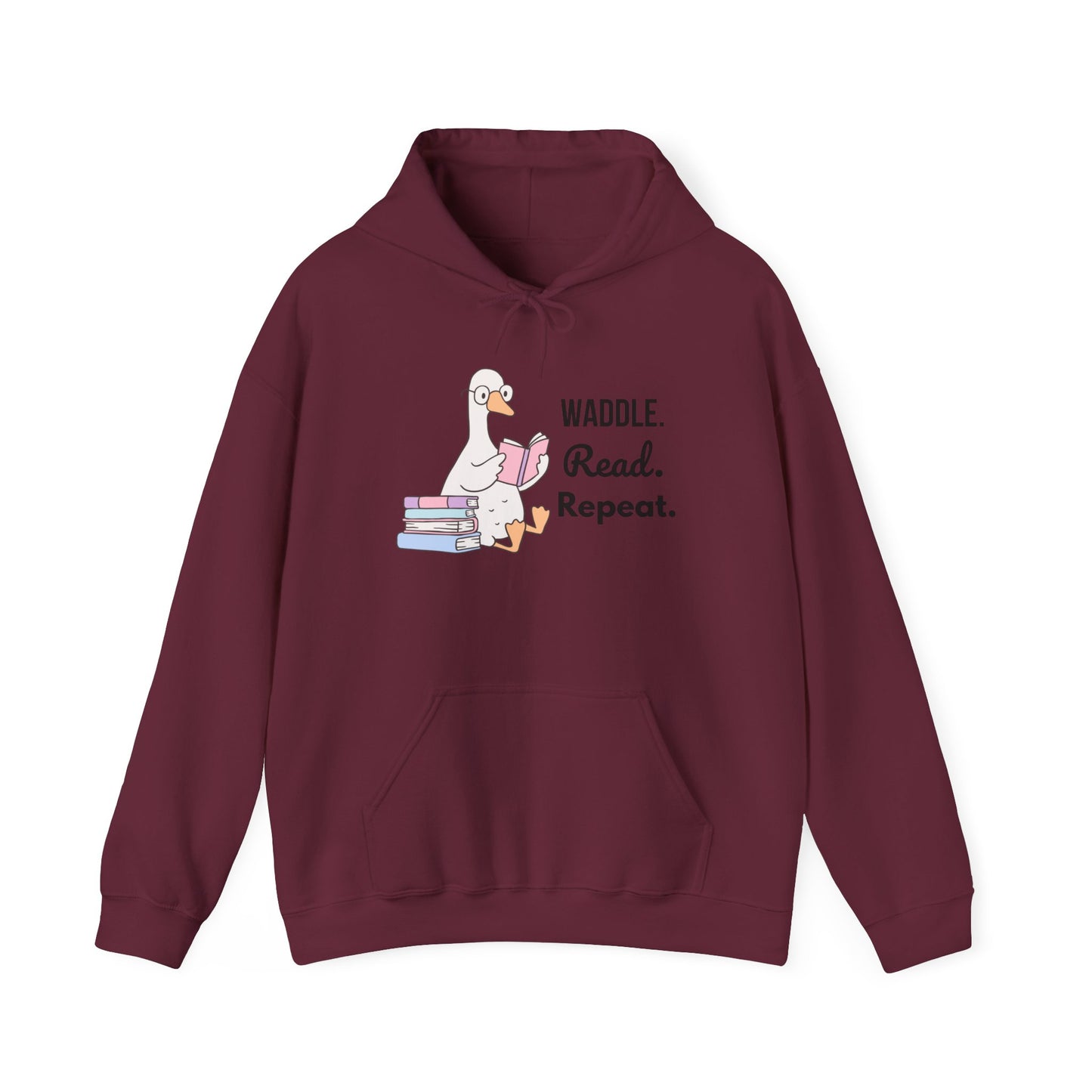 Waddle. Read. Repeat. Hoodie - Cozy Unisex Sweatshirt for Book Lovers, Perfect Gift for Readers, Casual Wear, Literary Apparel, Funny Gift