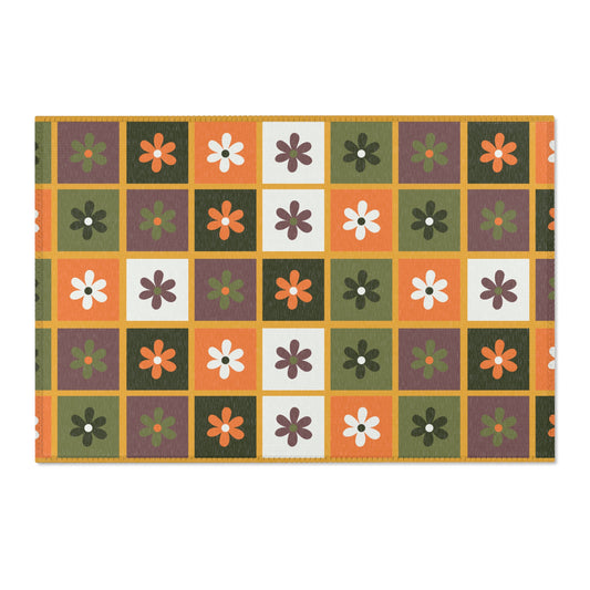 Vintage Floral Area Rug - Bohemian Home Decor, Living Room Rug, Unique Floor Mat, Fall Home Accessories, Gift for Her, Cozy Vibes