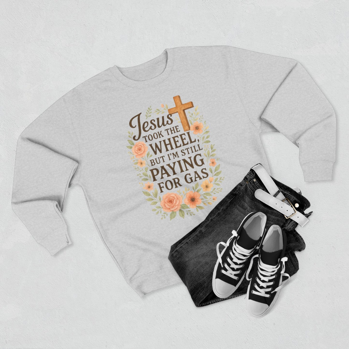 Jesus Took The Wheel Sweatshirt, Funny Christian Apparel, Gift for Believers, Cozy Unisex Crewneck, Religious Humor