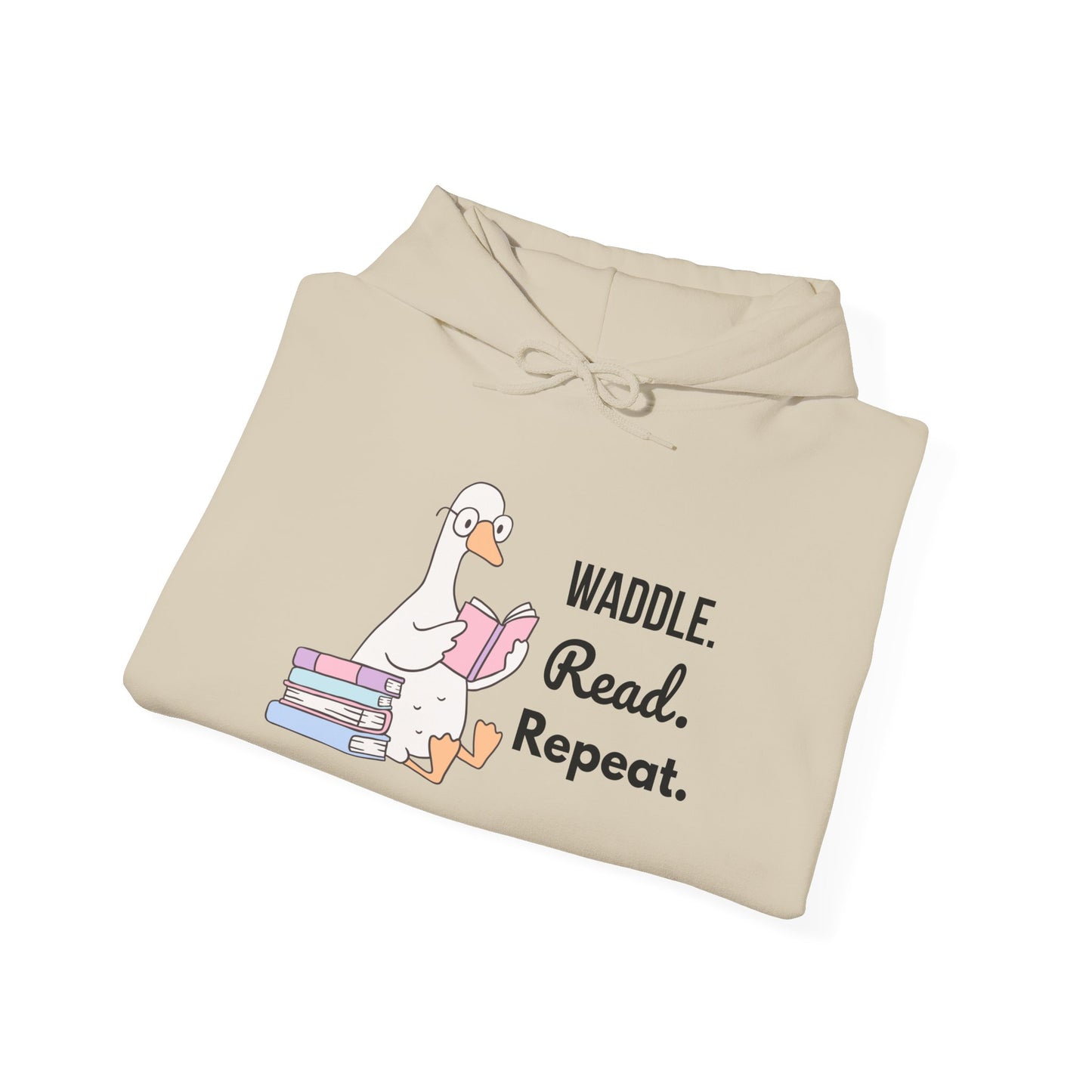 Waddle. Read. Repeat. Hoodie - Cozy Unisex Sweatshirt for Book Lovers, Perfect Gift for Readers, Casual Wear, Literary Apparel, Funny Gift
