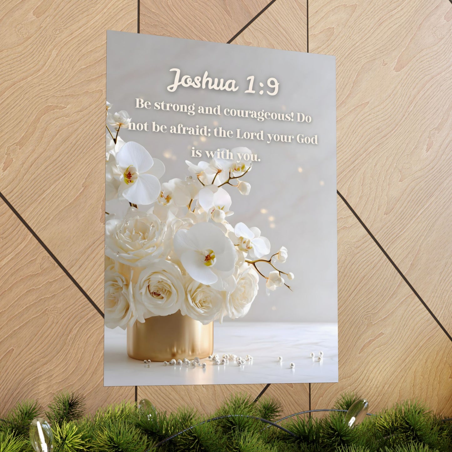 Joshua 1:9 Inspirational Wall Poster, Bible Verse Decor, Motivational Art, Christian Home Decor, Gift for Faith