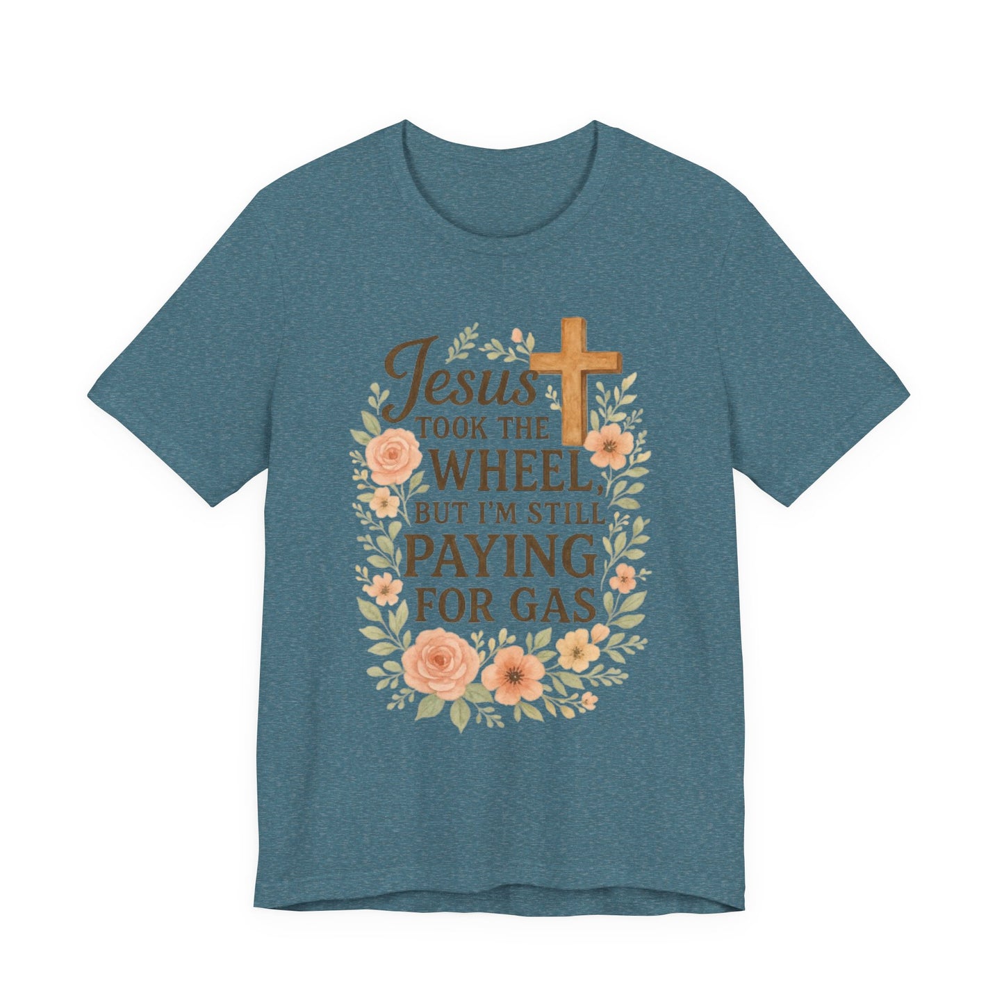 Christian Humor T-Shirt, Jesus Took The Wheel Tee, Funny Faith Shirt, Gift for Believers, Unisex Casual Tee