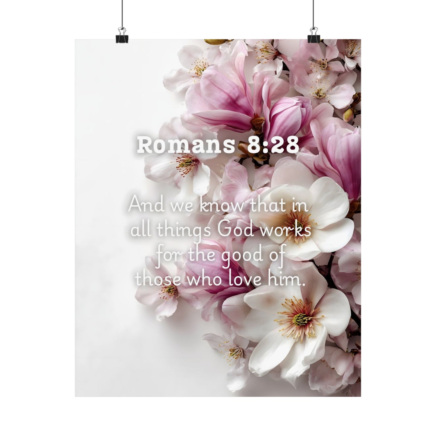 Floral Faith Poster, Romans 8:28 Wall Art, Motivational Home Decor, Gifts for Her, Faith-Based Decor
