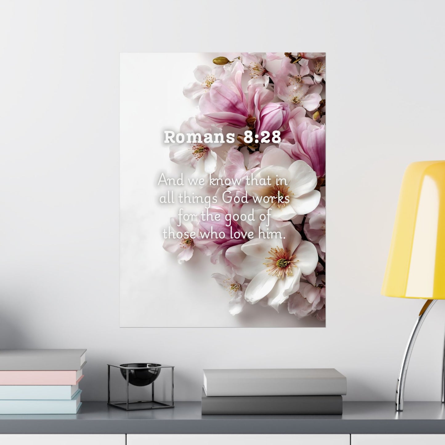 Floral Faith Poster, Romans 8:28 Wall Art, Motivational Home Decor, Gifts for Her, Faith-Based Decor