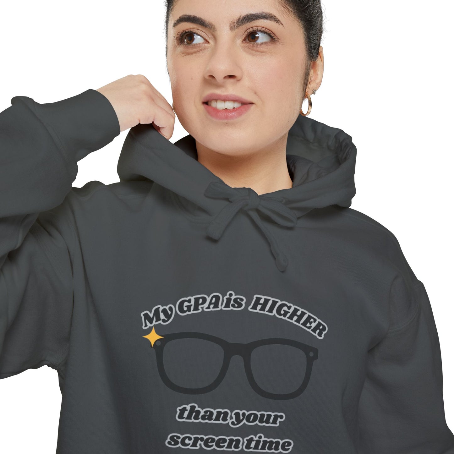 Humorous Student Hoodie: My GPA is HIGHER than Your Screen Time, Funny Gift for College Students, Back to School, Study Motivation Apparel