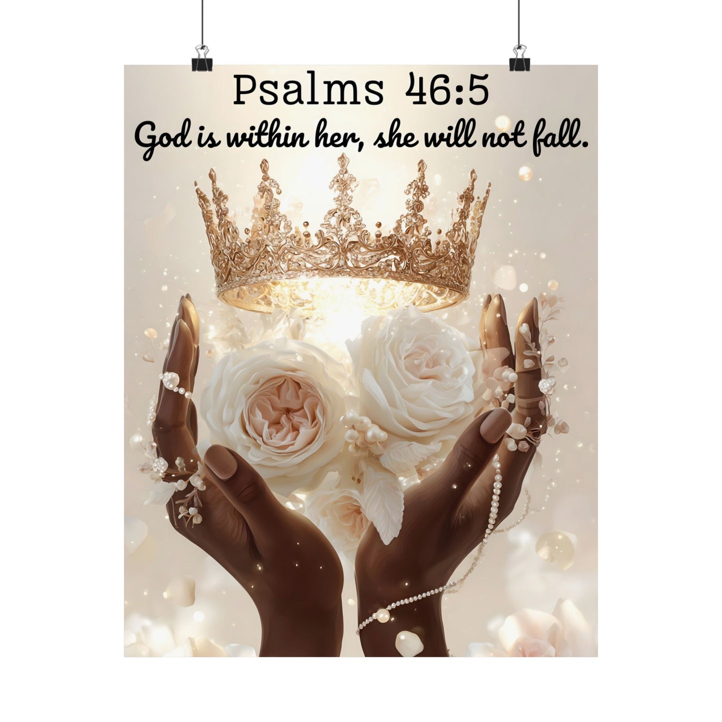 Psalms 46:5 Matte Vertical Bible Poster, Home Decor Wall Art, Christian Decor, Gift for Her, Motivational Quotes, Modern Floral Design