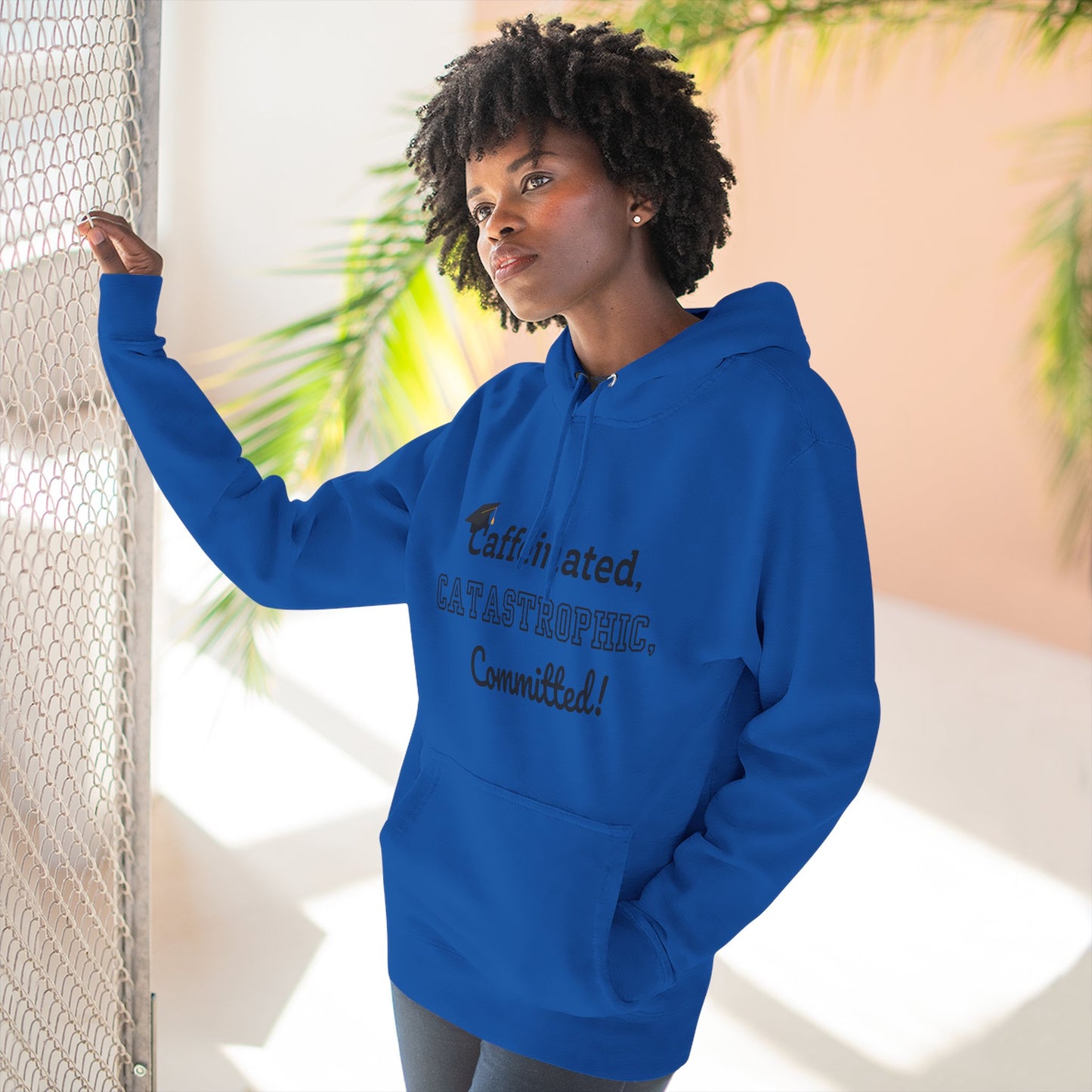 College Graduate's Caffeinated Hoodie | Funny Gift for Grads, Cozy Fleece, Perfect for Coffee Lovers, Casual Wear, Motivational Apparel