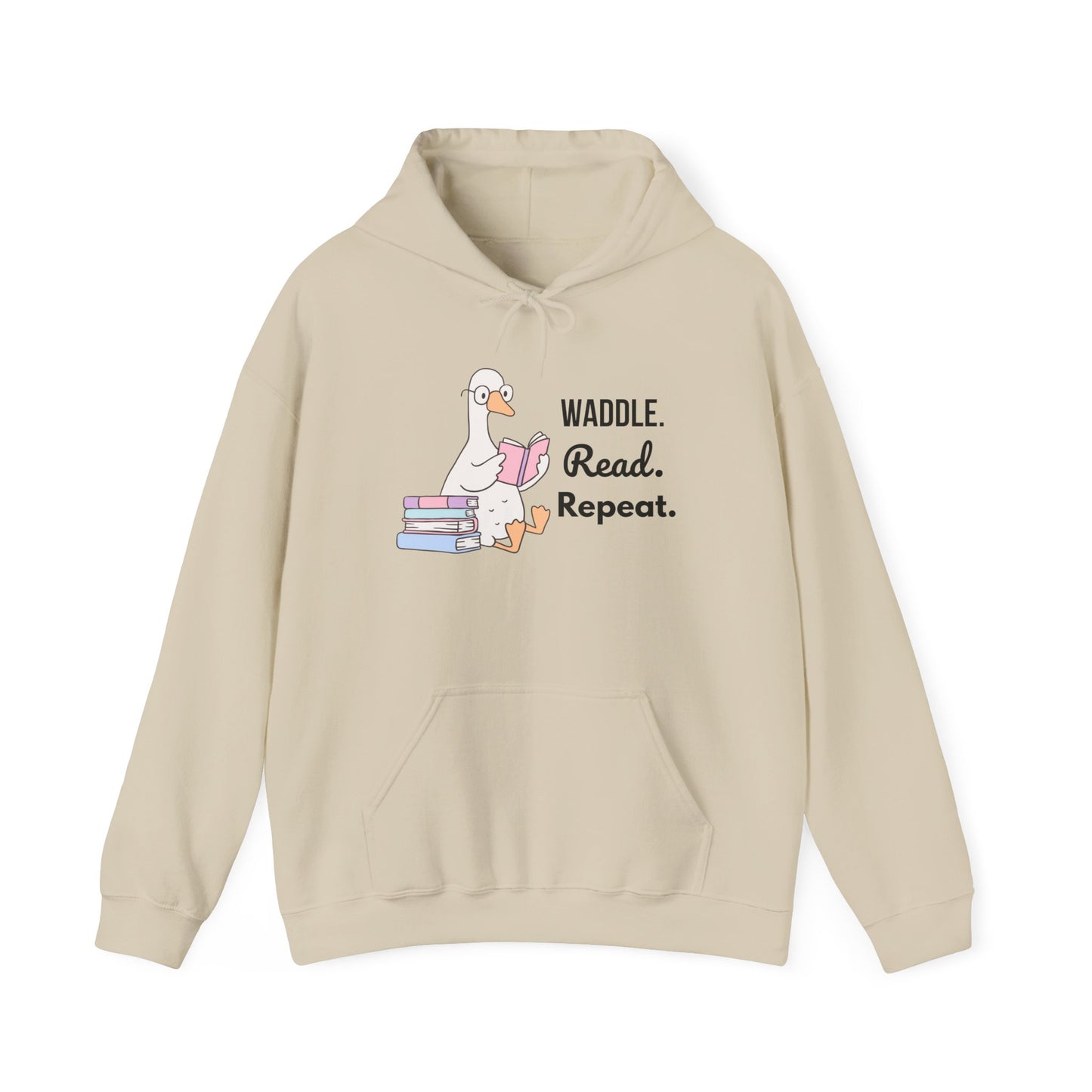 Waddle. Read. Repeat. Hoodie - Cozy Unisex Sweatshirt for Book Lovers, Perfect Gift for Readers, Casual Wear, Literary Apparel, Funny Gift