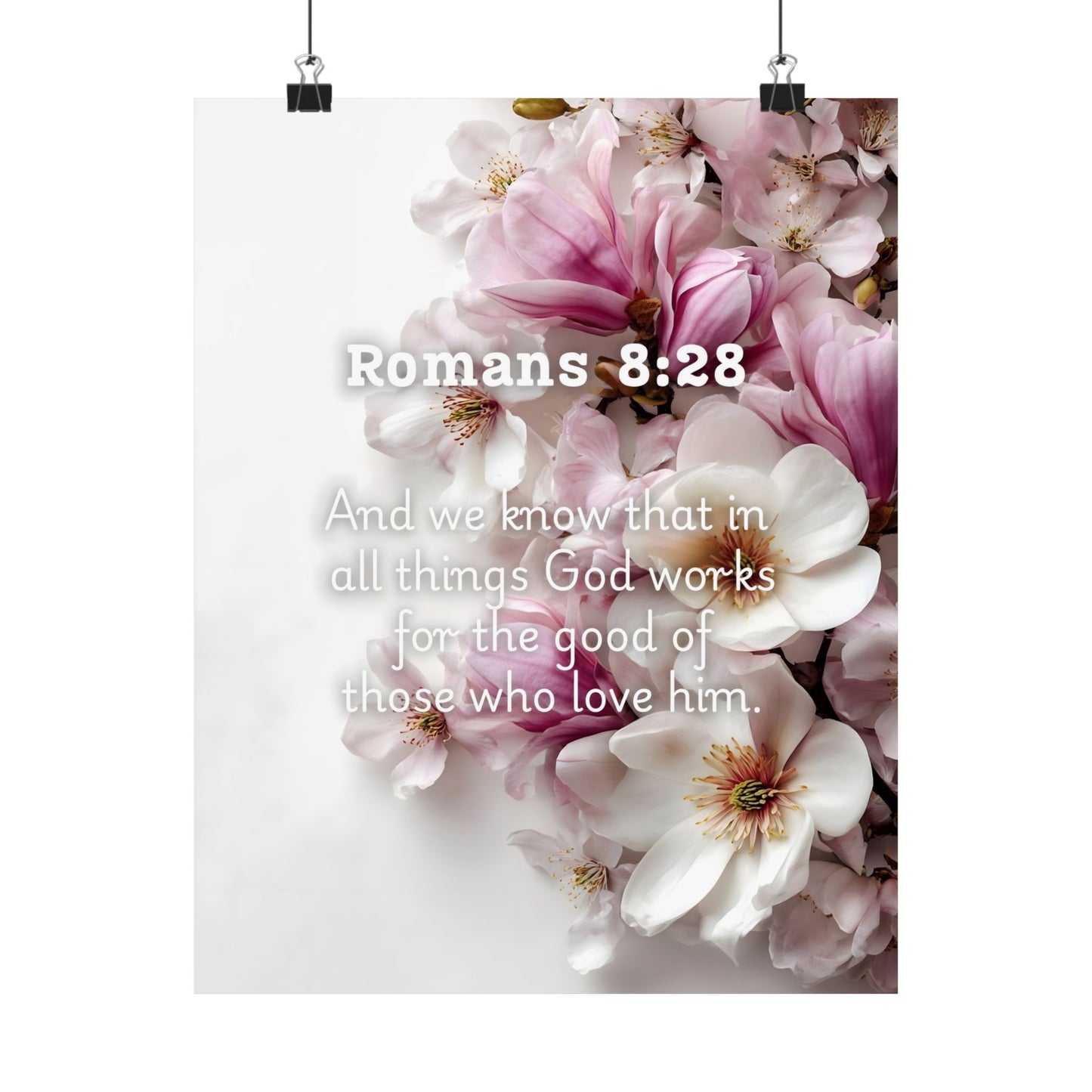 Floral Faith Poster, Romans 8:28 Wall Art, Motivational Home Decor, Gifts for Her, Faith-Based Decor