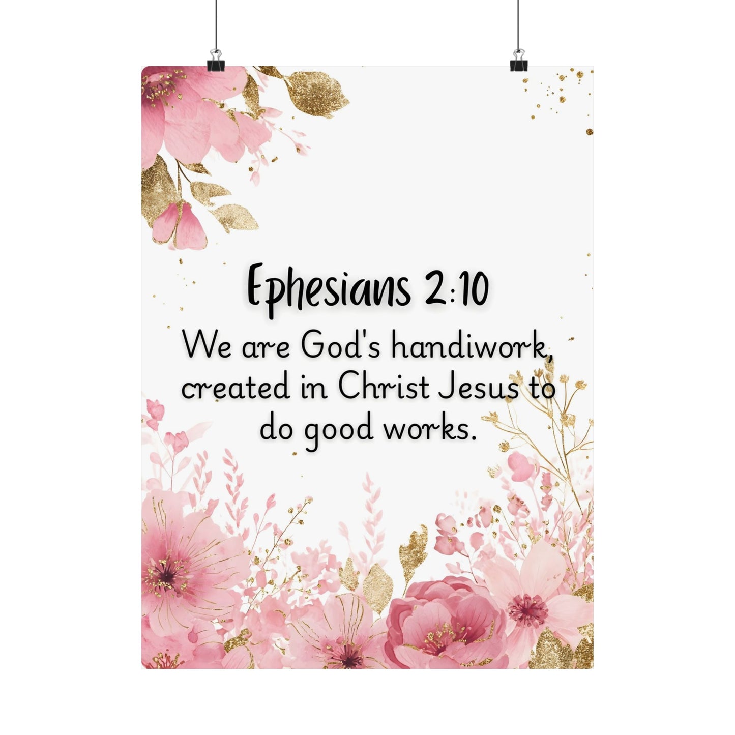 Floral Bible Verse Poster, Inspirational Wall Art, Christian Home Decor, Ephesians 2:10, Gift for Faith, Spiritual Motivation