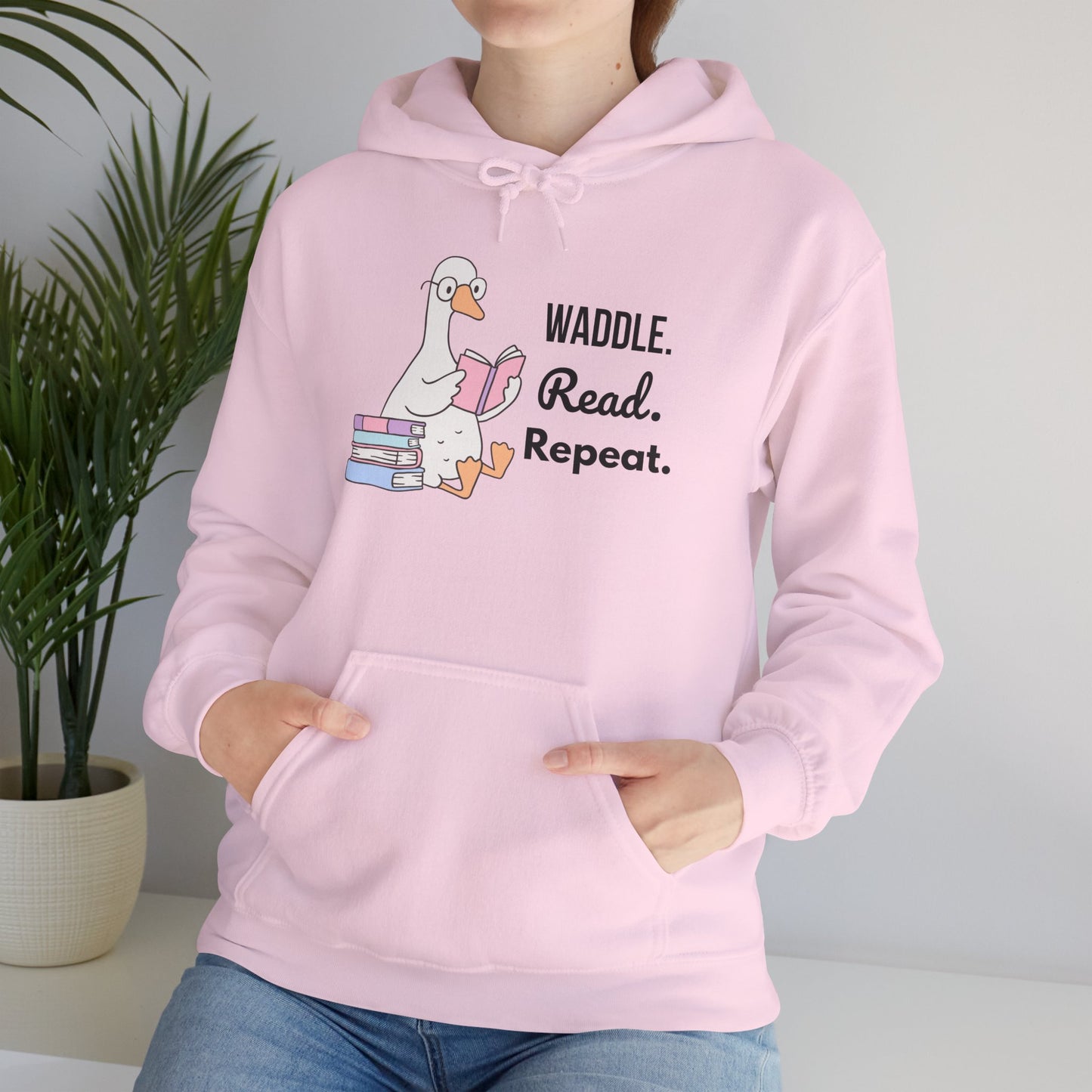 Waddle. Read. Repeat. Hoodie - Cozy Unisex Sweatshirt for Book Lovers, Perfect Gift for Readers, Casual Wear, Literary Apparel, Funny Gift