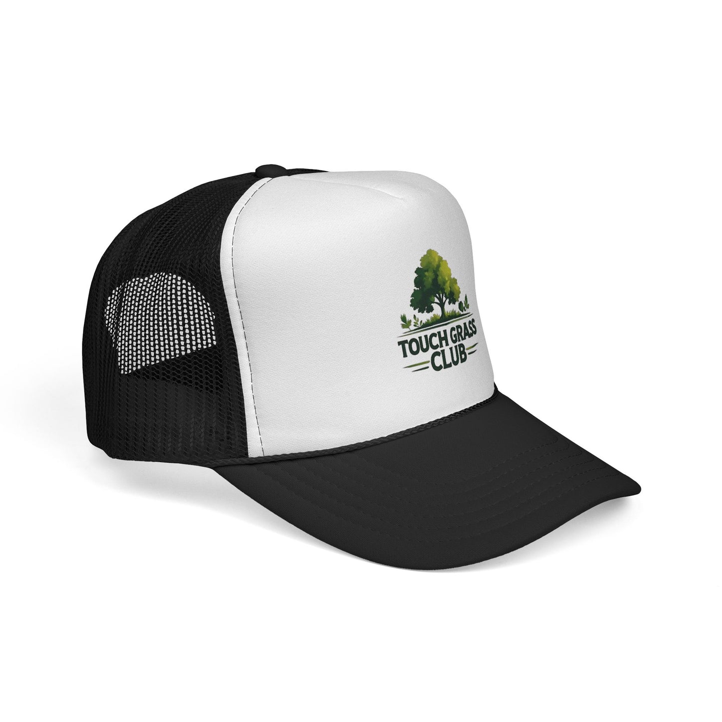 Trucker Cap - Touch Grass Club Cap, Outdoor Adventure Vibes Mesh Back Snapback Hat