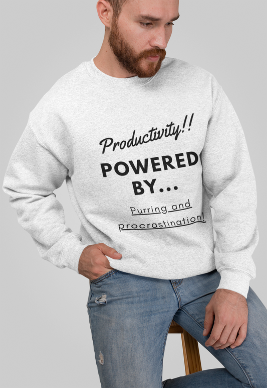 Cat Sweatshirt - Productivity Powered by Purring and Procrastination