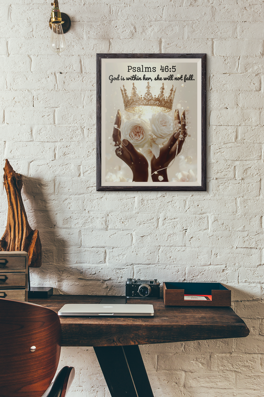 Psalms 46:5 Matte Vertical Bible Poster, Home Decor Wall Art, Christian Decor, Gift for Her, Motivational Quotes, Modern Floral Design