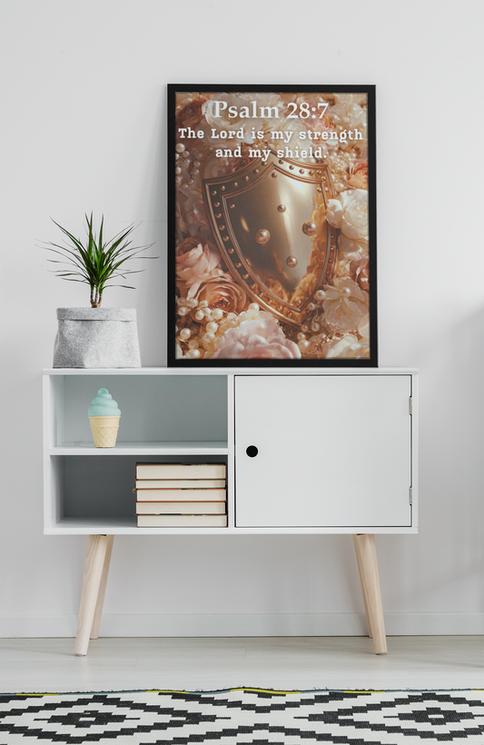 Psalms 28:7 Matte Vertical Bible Poster, Motivational Wall Art, Christian Decor, Home & Office Decoration