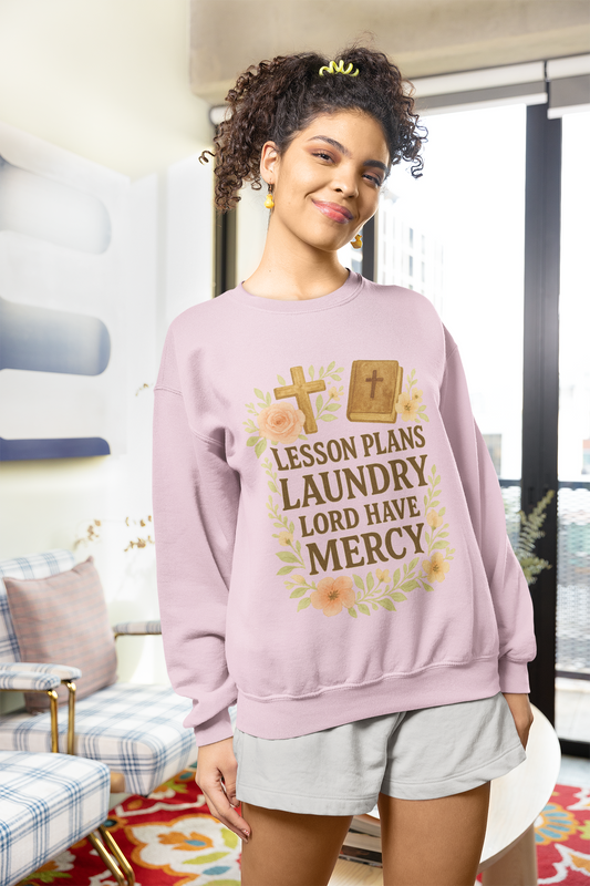 Faith-Inspired Crewneck Sweatshirt for Home School Teachers. Cozy Gift for Home School Parents, Lesson Plans Sweatshirt, Christian Apparel, Relaxed Fit
