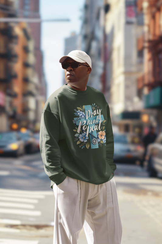 Floral Christian Nurse Sweatshirt - Pray Heal Repeat, Cozy Casual Wear, Gift for Spiritual Friends, Faith Apparel, Everyday Comfort