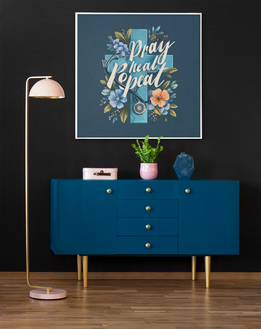 Matte Vertical Poster - "Pray Heal Repeat" Inspirational Art for Healthcare Workers, Nurse Decor, Healing Wall Art, Medical Gifts, [...]