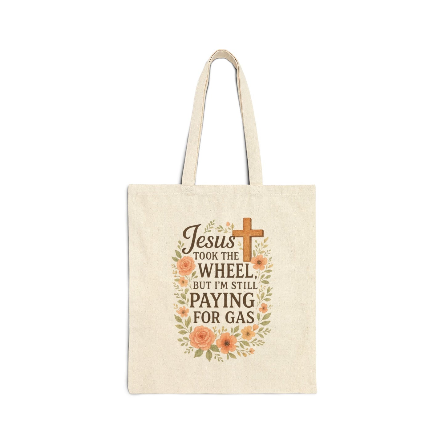 Jesus Took the Wheel Tote Bag, Cute Christian Gift, Floral Quote Bag, Everyday Canvas Shopper, Faith-Based Tote, Religious Carryall
