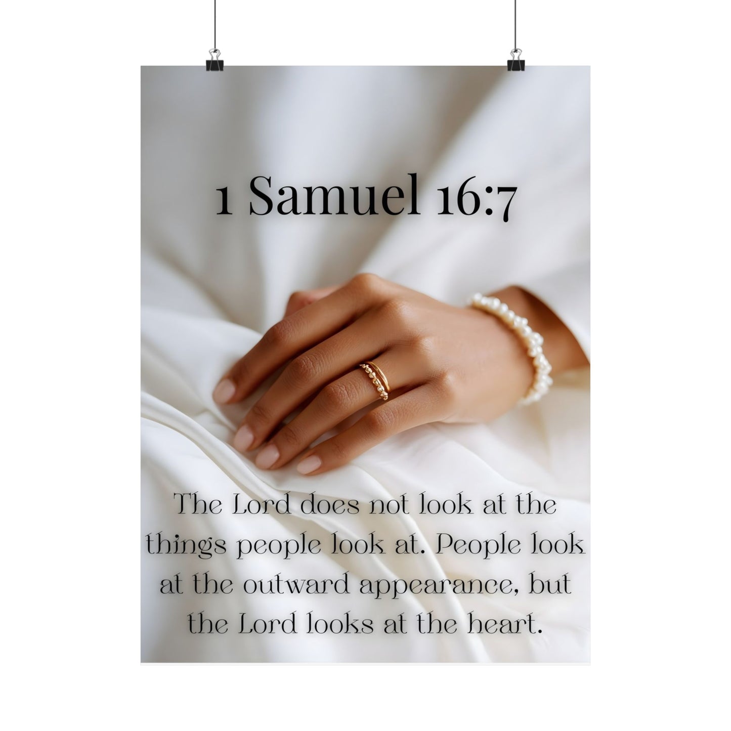 Samuel 16:7 Inspirational Bible Verse Poster, Matte Wall Art, Christian Decor, Encouragement Gift, Home Office Decor