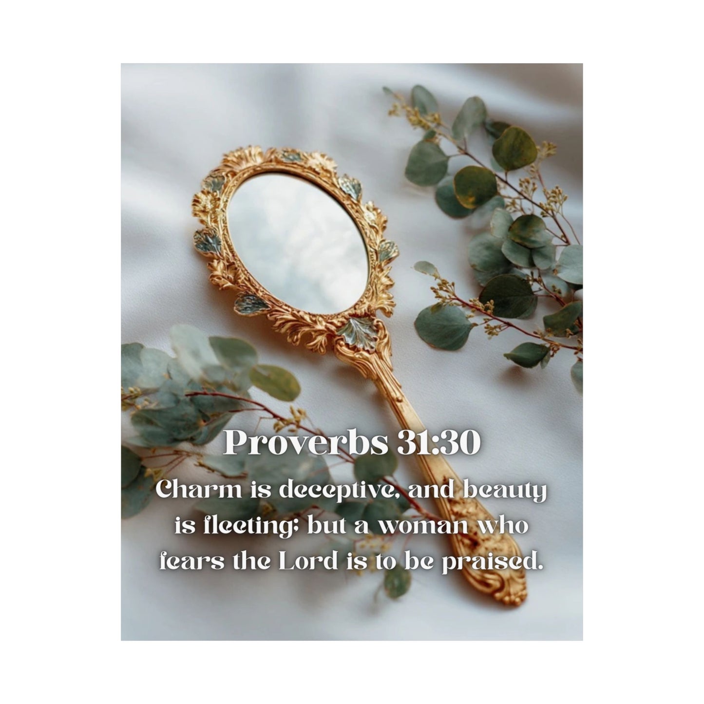 Elegant Biblical Quote Wall Art, Inspirational Matte Vertical Posters, Home Decor, Gift for Her, Proverbs 31:30
