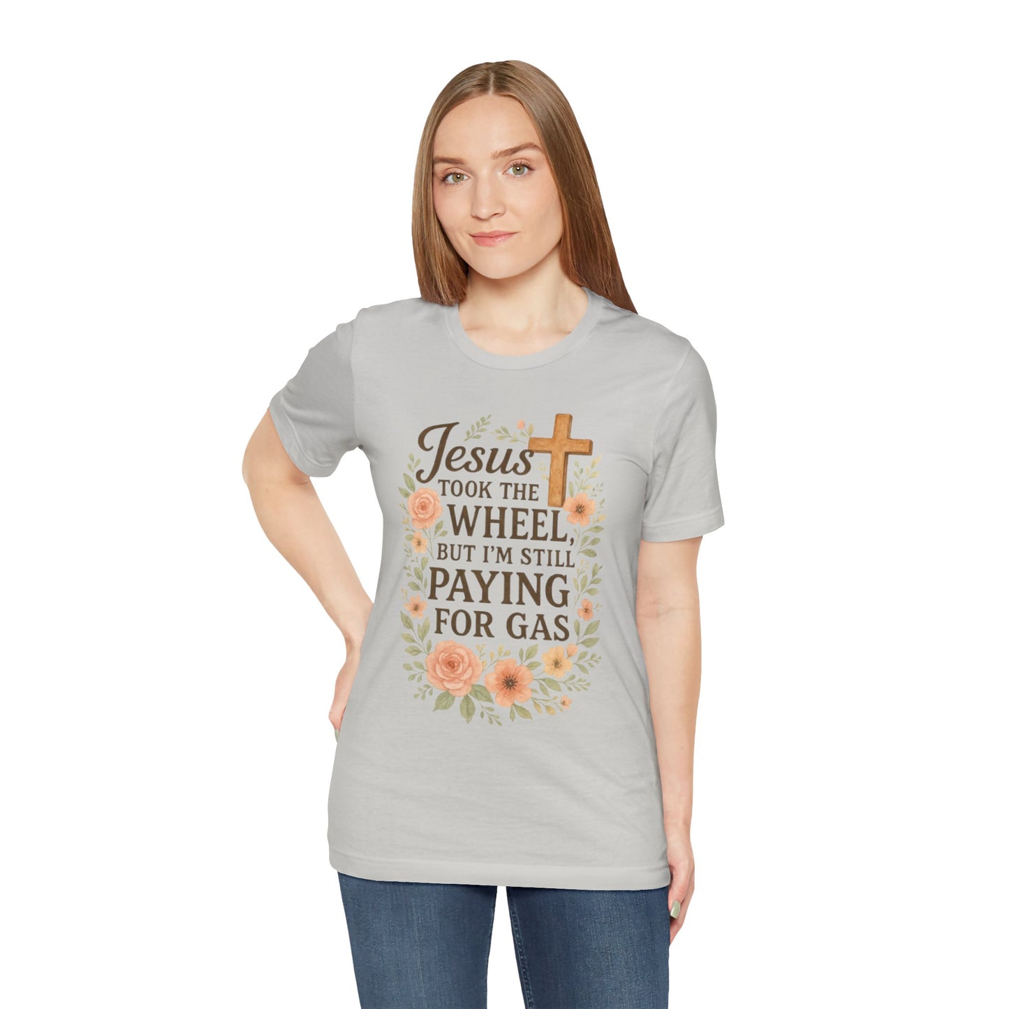 Christian Humor T-Shirt, Jesus Took The Wheel Tee, Funny Faith Shirt, Gift for Believers, Unisex Casual Tee