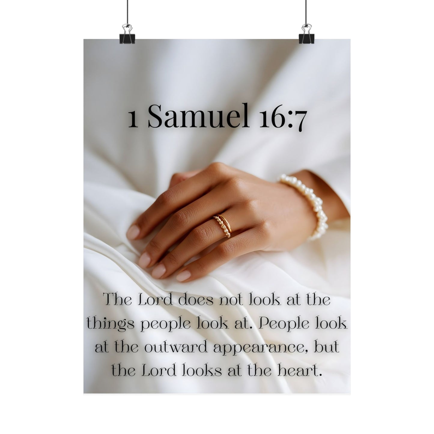 Samuel 16:7 Inspirational Bible Verse Poster, Matte Wall Art, Christian Decor, Encouragement Gift, Home Office Decor