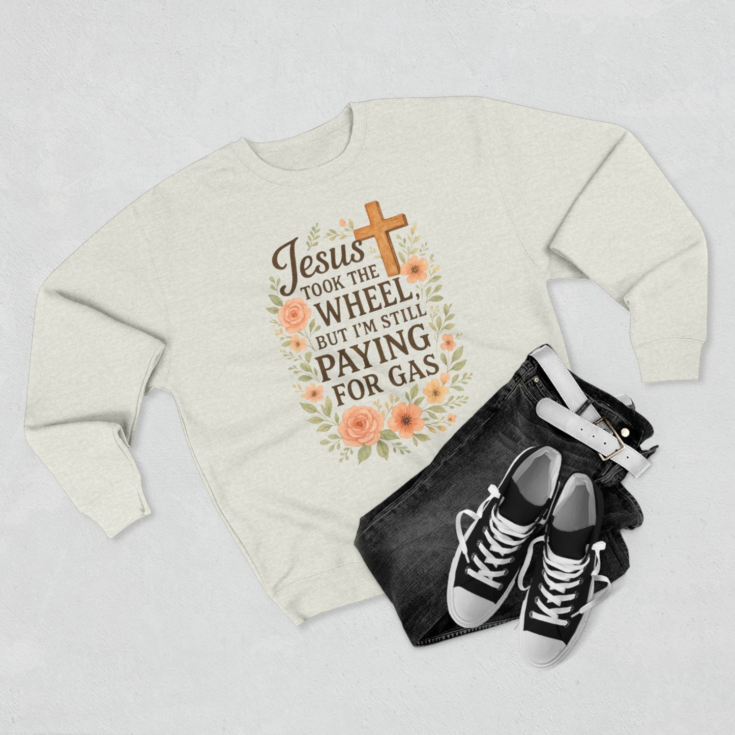 Jesus Took The Wheel Sweatshirt, Funny Christian Apparel, Gift for Believers, Cozy Unisex Crewneck, Religious Humor