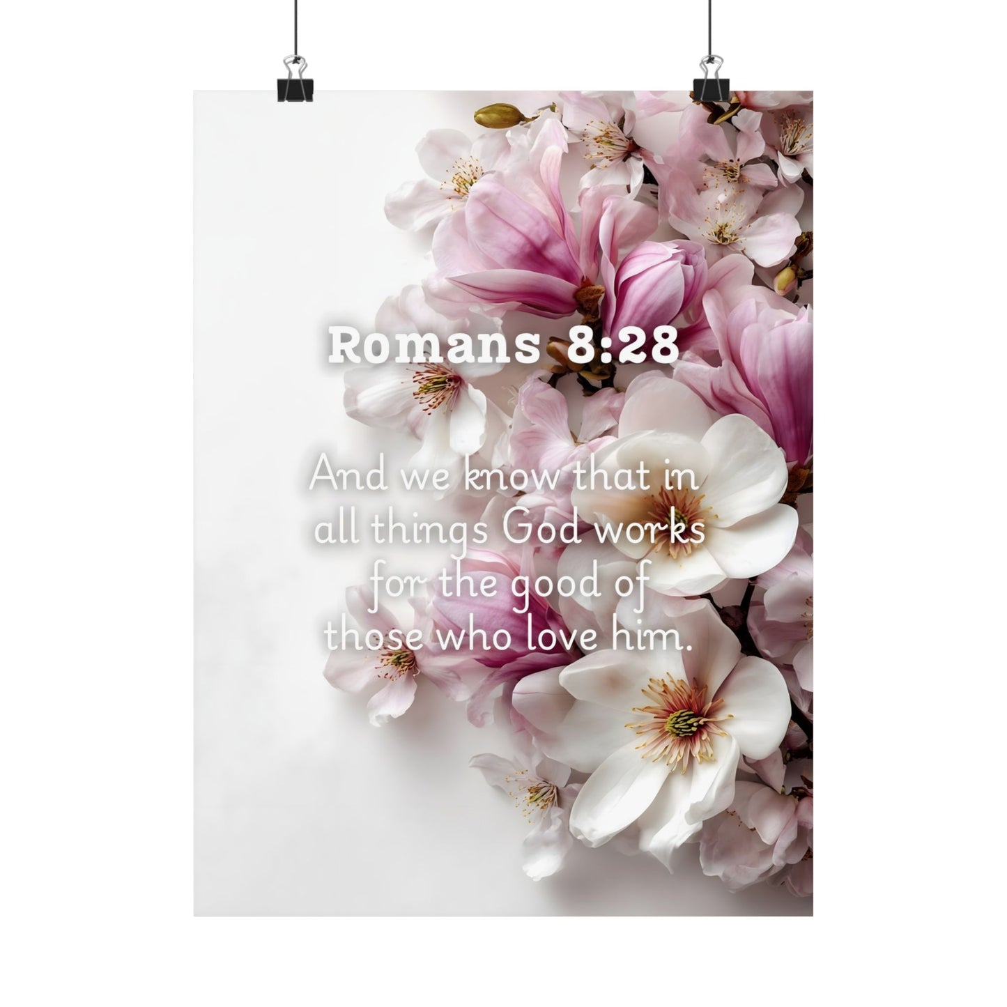 Floral Faith Poster, Romans 8:28 Wall Art, Motivational Home Decor, Gifts for Her, Faith-Based Decor