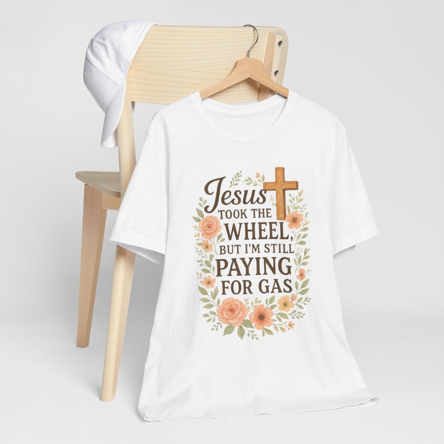 Christian Humor T-Shirt, Jesus Took The Wheel Tee, Funny Faith Shirt, Gift for Believers, Unisex Casual Tee