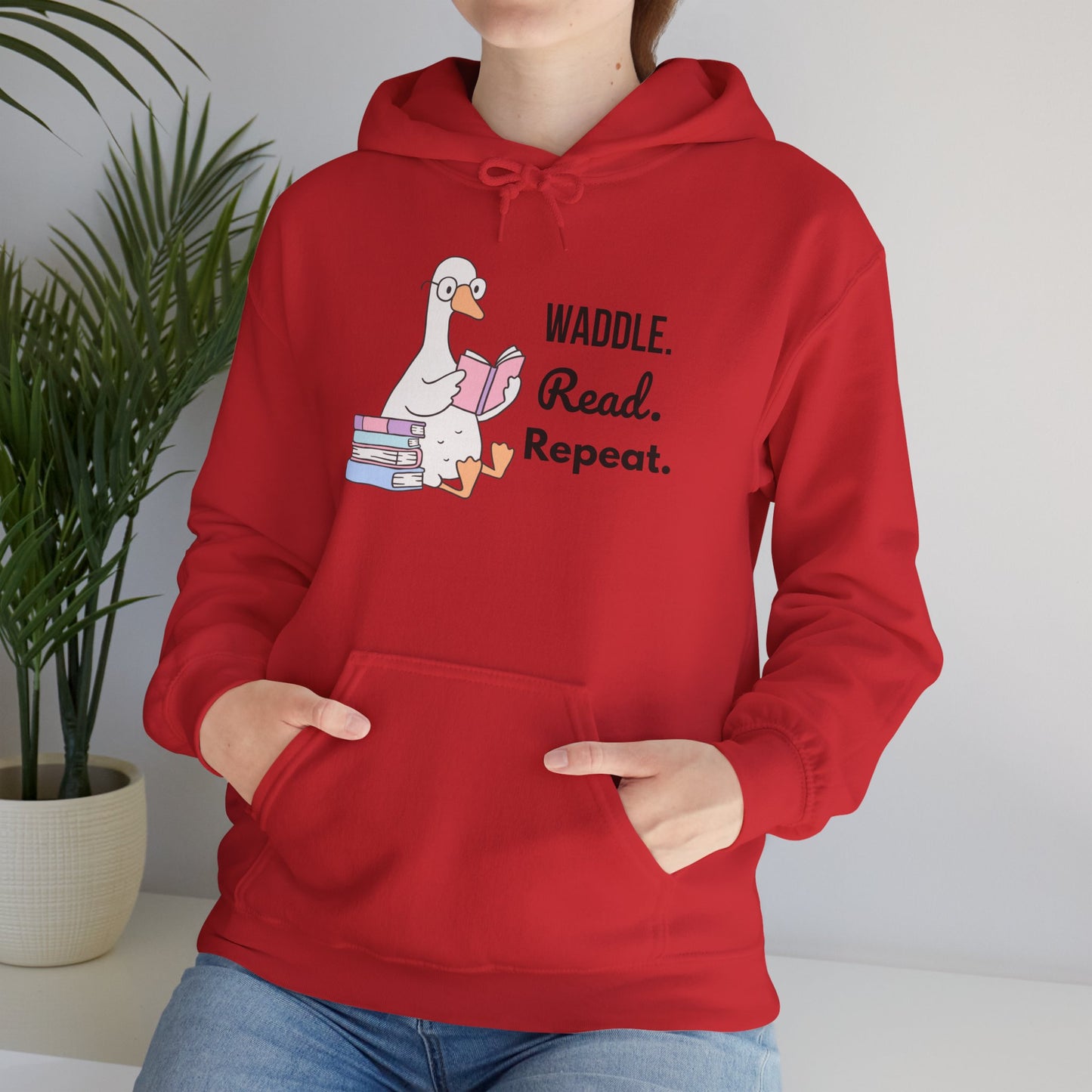 Waddle. Read. Repeat. Hoodie - Cozy Unisex Sweatshirt for Book Lovers, Perfect Gift for Readers, Casual Wear, Literary Apparel, Funny Gift