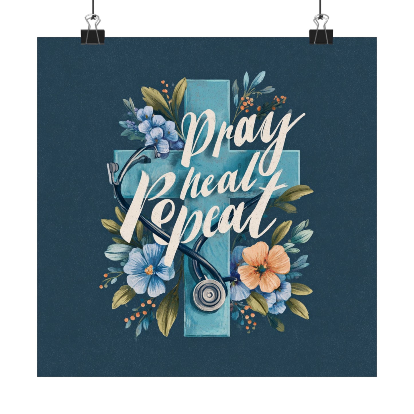 Matte Vertical Poster - "Pray Heal Repeat" Inspirational Art for Healthcare Workers, Nurse Decor, Healing Wall Art, Medical Gifts, [...]