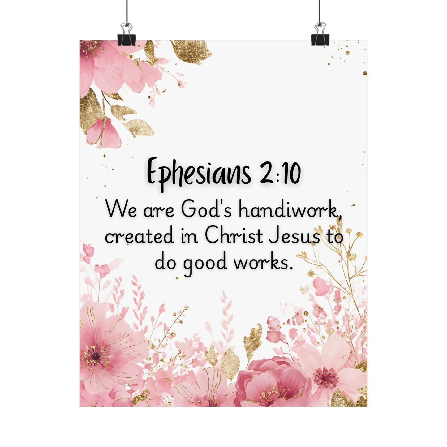 Floral Bible Verse Poster, Inspirational Wall Art, Christian Home Decor, Ephesians 2:10, Gift for Faith, Spiritual Motivation